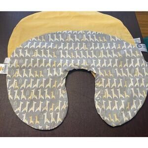 Boppy Nursing Pillow Covers Lot of 2 Giraffe Print Yellow Stripe Zip Unisex